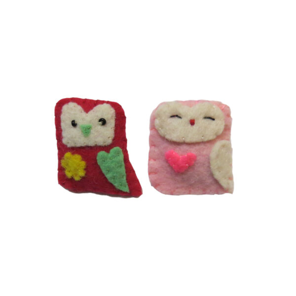 سنجاق سینه کودک طرح جغدو قناری رنگ قرمز/صورتی